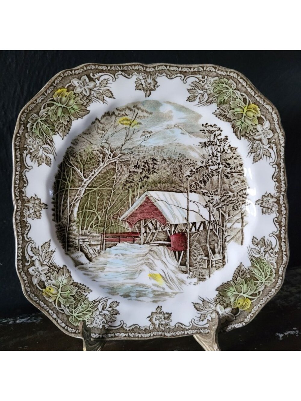 Johnson Brothers The Friendly Village Square Salad Plate "The Covered Bridge"